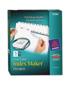 PRINT AND APPLY INDEX MAKER CLEAR LABEL DIVIDERS, 5 WHITE TABS, LETTER, 50 SETS