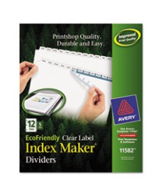 INDEX MAKER ECOFRIENDLY PRINT AND APPLY CLEAR LABEL DIVIDERS WITH WHITE TABS, 12-TAB, 11 X 8.5, WHITE, 5 SETS