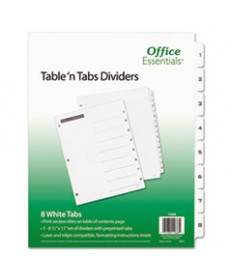 TABLE 'N TABS DIVIDERS, 8-TAB, 1 TO 8, 11 X 8.5, WHITE, 1 SET