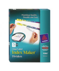 PRINT AND APPLY INDEX MAKER CLEAR LABEL DIVIDERS, 5 COLOR TABS, LETTER, 25 SETS