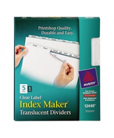 PRINT AND APPLY INDEX MAKER CLEAR LABEL PLASTIC DIVIDERS WITH PRINTABLE LABEL STRIP, 5-TAB, 11 X 8.5, TRANSLUCENT, 5 SETS