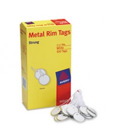 Heavyweight Stock Metal Rim Tags, 1 1/4 Dia, White, 500/box