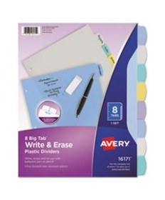WRITE AND ERASE BIG TAB DURABLE PLASTIC DIVIDERS, 3-HOLD PUNCHED, 8-TAB, 11 X 8.5, ASSORTED, 1 SET