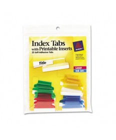 INSERTABLE INDEX TABS WITH PRINTABLE INSERTS, 1/5-CUT TABS, ASSORTED COLORS, 1" WIDE, 25/PACK
