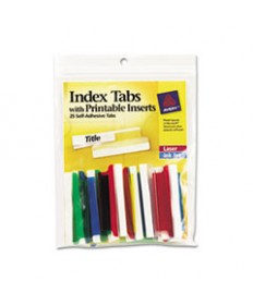 INSERTABLE INDEX TABS WITH PRINTABLE INSERTS, 1/5-CUT TABS, ASSORTED COLORS, 2" WIDE, 25/PACK