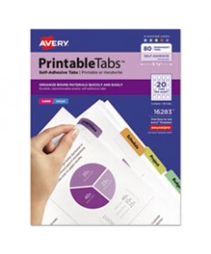 PRINTABLE PLASTIC TABS WITH REPOSITIONABLE ADHESIVE, 1/5-CUT TABS, ASSORTED COLORS, 1.75" WIDE, 80/PACK