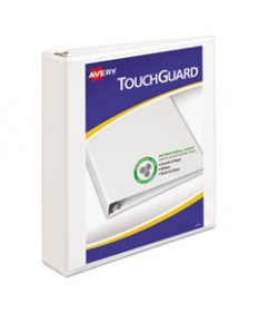 TOUCHGUARD PROTECTION HEAVY-DUTY VIEW BINDERS WITH SLANT RINGS, 3 RINGS, 1.5" CAPACITY, 11 X 8.5, WHITE