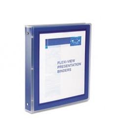 FLEXI-VIEW BINDER WITH ROUND RINGS, 3 RINGS, 1" CAPACITY, 11 X 8.5, NAVY BLUE