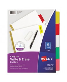WRITE AND ERASE BIG TAB PAPER DIVIDERS, 5-TAB, MULTICOLOR, LETTER