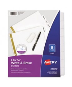 WRITE AND ERASE BIG TAB PAPER DIVIDERS, 8-TAB, WHITE, LETTER