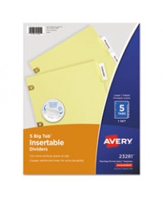 Insertable Big Tab Dividers, 5-Tab, Letter