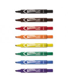 MARKS A LOT LARGE DESK-STYLE PERMANENT MARKER, BROAD CHISEL TIP, ASSORTED COLORS, 12/SET