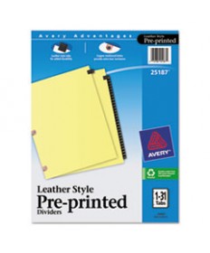 Preprinted Black Leather Tab Dividers W/copper Reinforced Holes, 31-Tab, Letter
