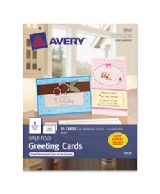 HALF-FOLD GREETING CARDS, INKJET, 5 1/2 X 8.5, MATTE WHITE, 20/BOX W/ENVELOPES