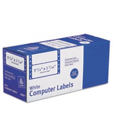 DOT MATRIX PRINTER MAILING LABELS, PIN-FED PRINTERS, 1.44 X 3.5, WHITE, 5,000/BOX