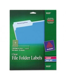 CLEAR PERMANENT FILE FOLDER LABELS WITH SURE FEED TECHNOLOGY, 0.66 X 3.44, CLEAR, 30/SHEET, 15 SHEETS/PACK