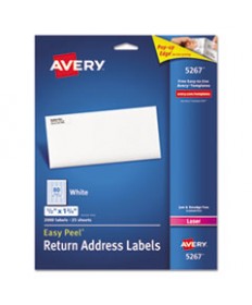 EASY PEEL WHITE ADDRESS LABELS W/ SURE FEED TECHNOLOGY, LASER PRINTERS, 0.5 X 1.75, WHITE, 80/SHEET, 25 SHEETS/PACK