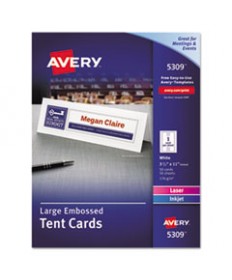 Large Embossed Tent Card, White, 3 1/2 X 11, 1 Card/sheet, 50/box