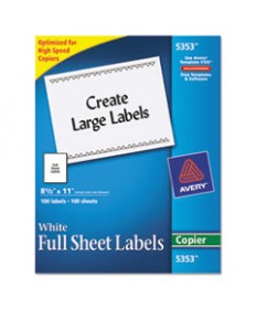 COPIER MAILING LABELS, COPIERS, 8.5 X 11, WHITE, 100/BOX