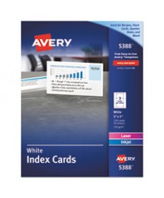 PRINTABLE INDEX CARDS WITH SURE FEED FOR LASER AND INKJET PRINTERS, 3 X 5, WHITE, 150/BOX