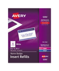 NAME BADGE INSERT REFILLS, HORIZONTAL/VERTICAL, 2 1/4 X 3 1/2, WHITE, 400/BOX