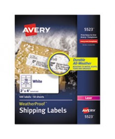 WATERPROOF SHIPPING LABELS WITH TRUEBLOCK AND SURE FEED, LASER PRINTERS, 2 X 4, WHITE, 10/SHEET, 50 SHEETS/PACK