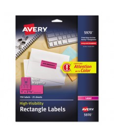HIGH-VISIBILITY PERMANENT LASER ID LABELS, 1 X 2 5/8, NEON MAGENTA, 750/PACK