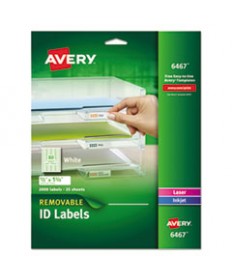 REMOVABLE MULTI-USE LABELS, INKJET/LASER PRINTERS, 0.5 X 1.75, WHITE, 80/SHEET, 25 SHEETS/PACK