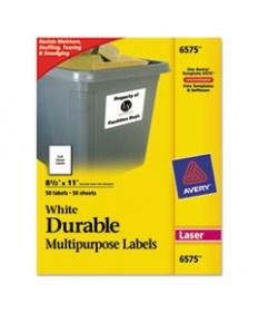 DURABLE PERMANENT ID LABELS WITH TRUEBLOCK TECHNOLOGY, LASER PRINTERS, 8.5 X 11, WHITE, 50/PACK
