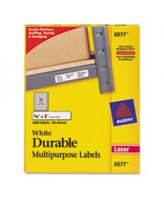 DURABLE PERMANENT ID LABELS WITH TRUEBLOCK TECHNOLOGY, LASER PRINTERS, 0.63 X 3, WHITE, 32/SHEET, 50 SHEETS/PACK