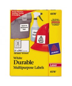 DURABLE PERMANENT ID LABELS WITH TRUEBLOCK TECHNOLOGY, LASER PRINTERS, 2 X 2.63, WHITE, 15/SHEET, 50 SHEETS/PACK