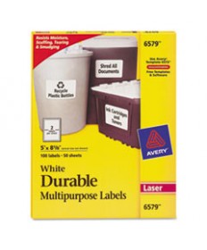 DURABLE PERMANENT ID LABELS WITH TRUEBLOCK TECHNOLOGY, LASER PRINTERS, 5 X 8.13, WHITE, 2/SHEET, 50 SHEETS/PACK