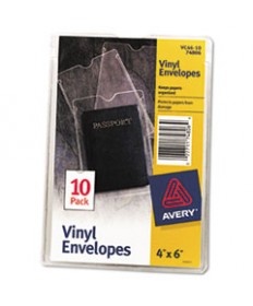 Top-Load Clear Vinyl Envelopes W/thumb Notch, 4 X 6, Clear, 10/pack