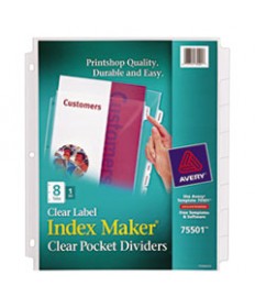 PRINT AND APPLY INDEX MAKER CLEAR LABEL SHEET PROTECTOR DIVIDERS WITH WHITE TABS, 8-TAB, 11 X 8.5, CLEAR, 1 SET