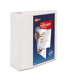 HEAVY-DUTY VIEW BINDER WITH DURAHINGE AND LOCKING ONE TOUCH EZD RINGS, 3 RINGS, 5" CAPACITY, 11 X 8.5, WHITE