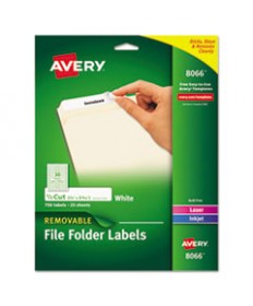 REMOVABLE FILE FOLDER LABELS WITH SURE FEED TECHNOLOGY, 0.66 X 3.44, WHITE, 30/SHEET, 25 SHEETS/PACK