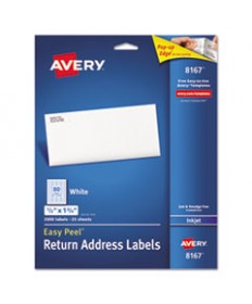 EASY PEEL WHITE ADDRESS LABELS W/ SURE FEED TECHNOLOGY, INKJET PRINTERS, 0.5 X 1.75, WHITE, 80/SHEET, 25 SHEETS/PACK