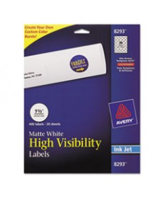 VIBRANT INKJET COLOR-PRINT LABELS W/ SURE FEED, 1 1/2" DIA, WHITE, 400/PK