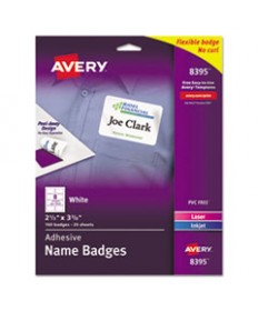 FLEXIBLE ADHESIVE NAME BADGE LABELS, 3.38 X 2.33, WHITE, 160/PACK