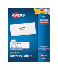 EASY PEEL WHITE ADDRESS LABELS W/ SURE FEED TECHNOLOGY, INKJET PRINTERS, 1.33 X 4, WHITE, 14/SHEET, 100 SHEETS/BOX