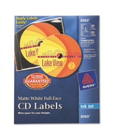 Inkjet Full-Face Cd Labels, Matte White, 40/pack