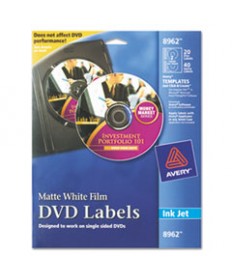 Inkjet Dvd Labels, Matte White, 20/pack
