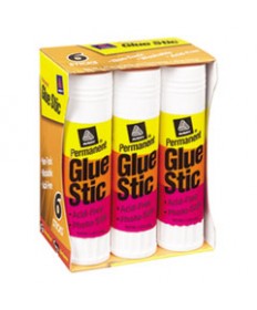 PERMANENT GLUE STIC VALUE PACK, 1.27 OZ, APPLIES WHITE, DRIES CLEAR, 6/PACK