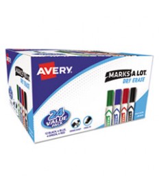 MARKS A LOT DESK-STYLE DRY ERASE MARKER VALUE PACK, BROAD CHISEL TIP, ASSORTED COLORS, 24/PACK