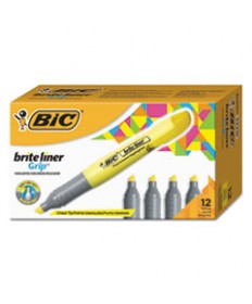 BRITE LINER TANK-STYLE HIGHLIGHTER, CHISEL TIP, FLUORESCENT YELLOW, DOZEN