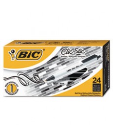 CLIC STIC RETRACTABLE BALLPOINT PEN VALUE PACK, MEDIUM 1 MM, BLACK INK, WHITE BARREL, 24/PACK