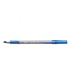 ROUND STIC GRIP XTRA COMFORT STICK BALLPOINT PEN, 0.8MM, BLUE INK, GRAY BARREL, DOZEN