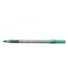 ROUND STIC GRIP XTRA COMFORT STICK BALLPOINT PEN, 1.2MM, GREEN INK, GRAY BARREL, DOZEN