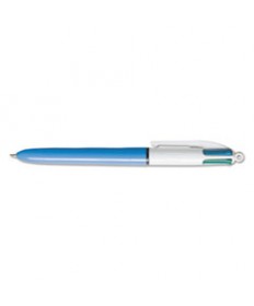 4-COLOR RETRACTABLE BALLPOINT PEN, 1 MM, BLACK/BLUE/GREEN/RED INK, BLUE BARREL