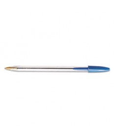 CRISTAL XTRA SMOOTH STICK BALLPOINT PEN, 1MM, BLUE INK, CLEAR BARREL, DOZEN